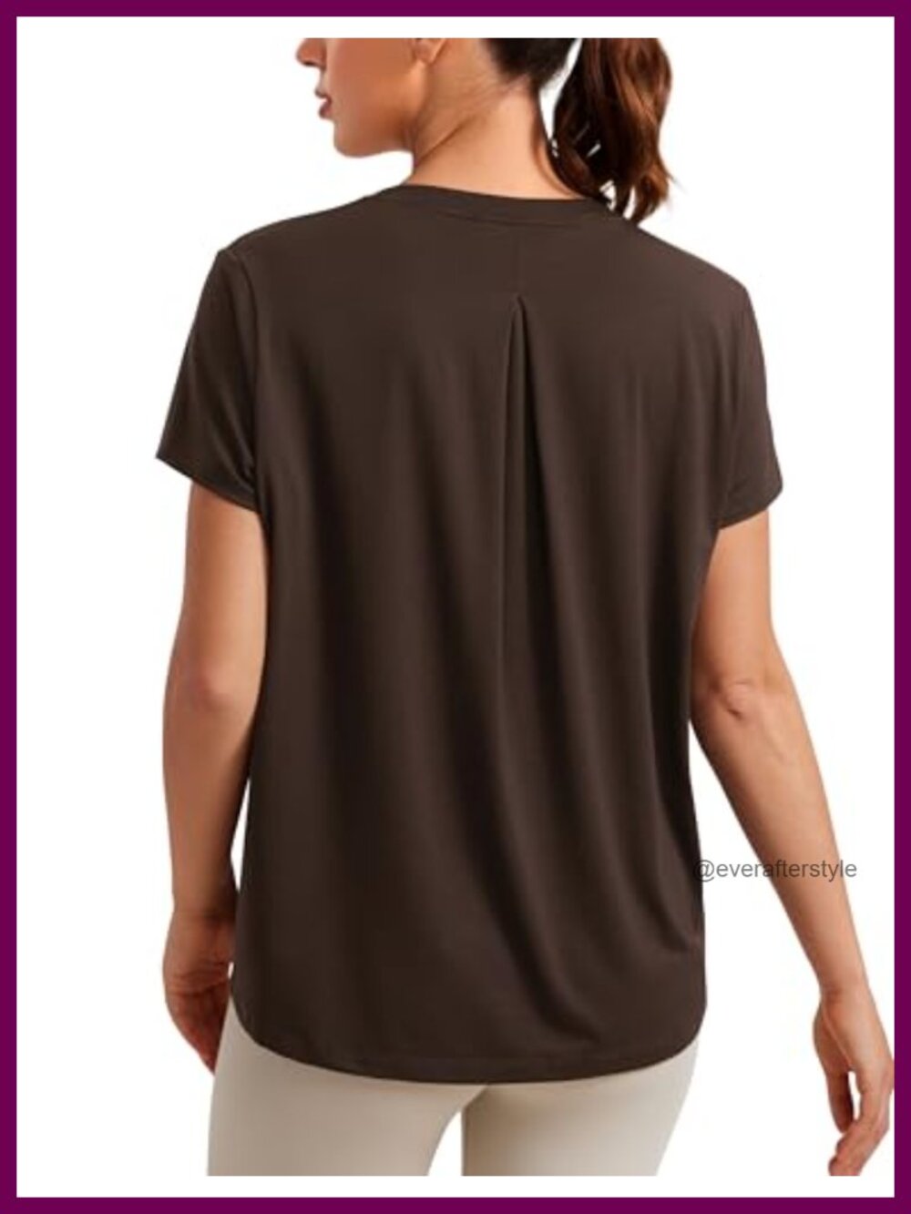 High Neck Yoga T-Shirt Loose Fit Moisture Wicking Crew Neck